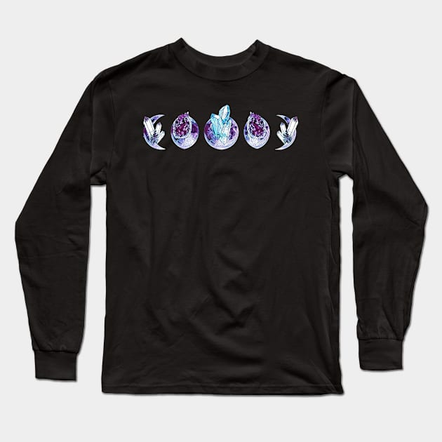 Crystal Moon Phase Long Sleeve T-Shirt by RainbowStudios